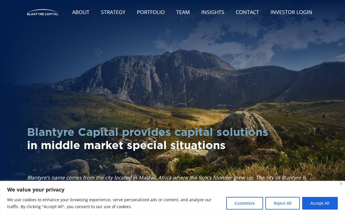 Blantyre Capital website preview