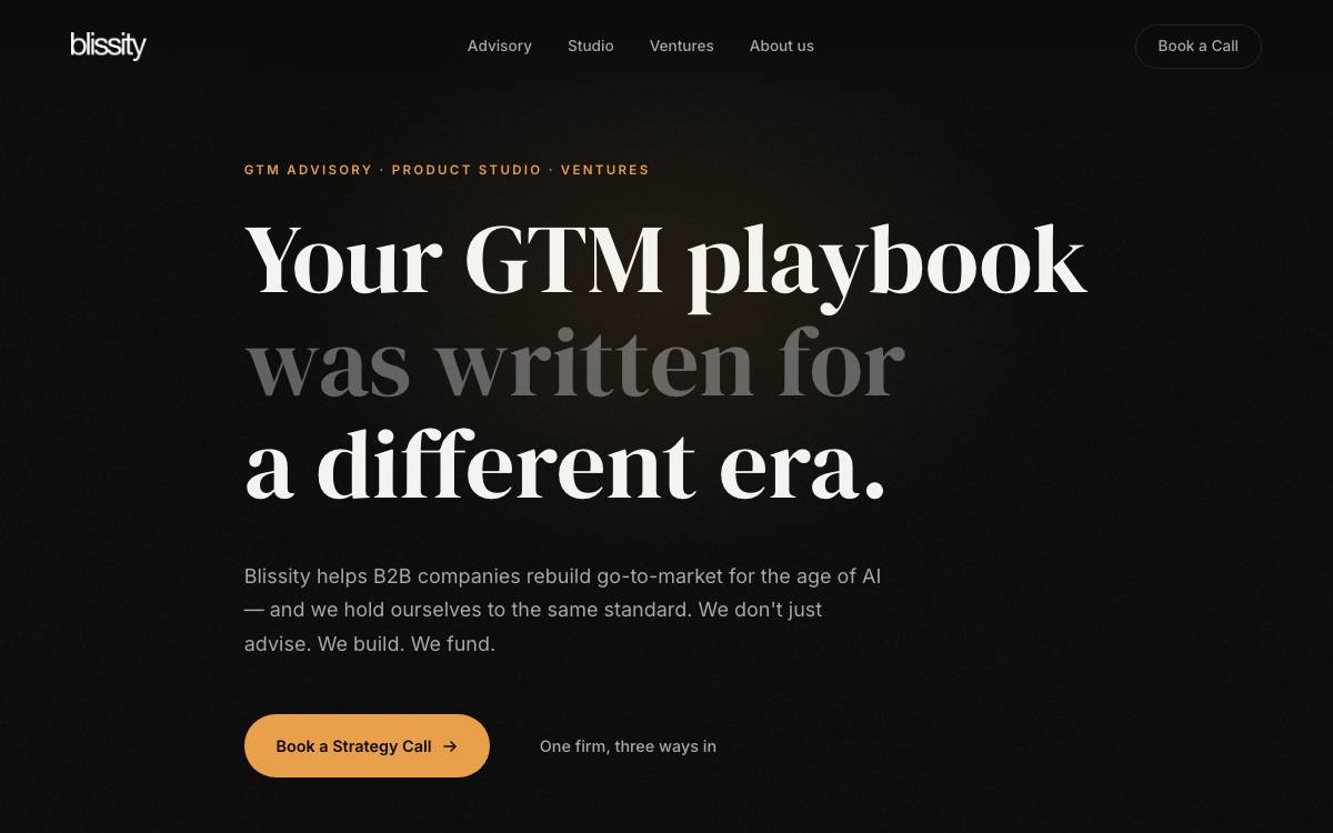 Blissity Ventures website preview