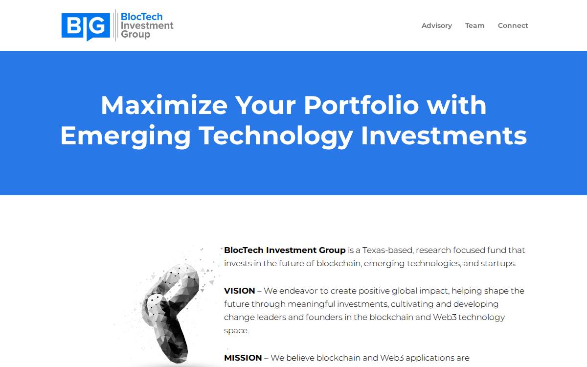 BlocTech Investment Group website preview