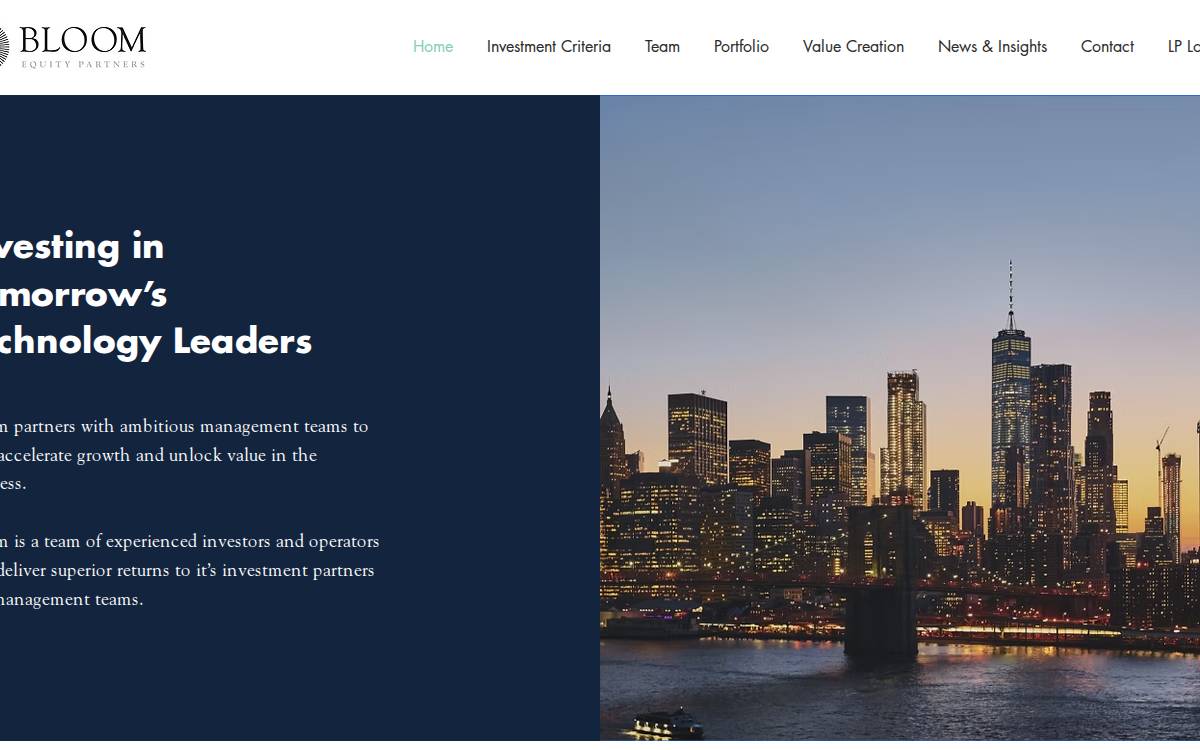 Bloom Equity Partners website preview