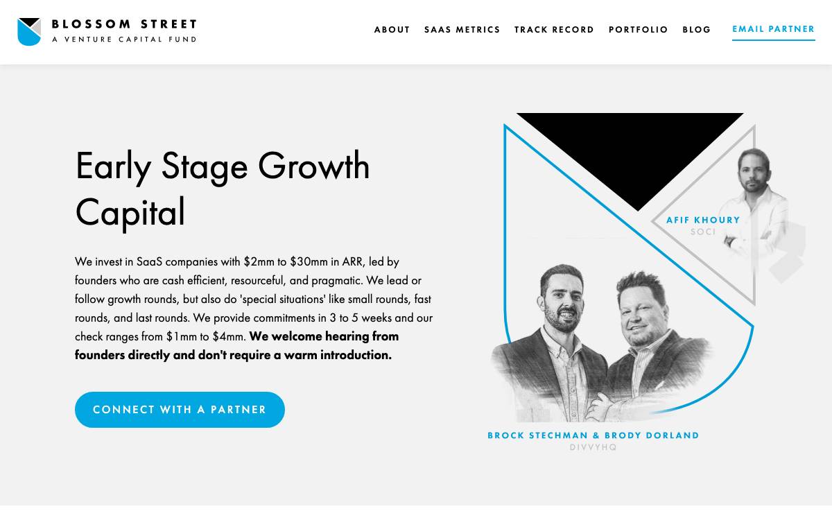 Blossom Street Ventures website preview