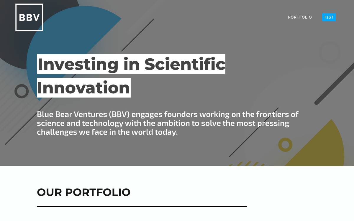 Blue Bear Ventures website preview