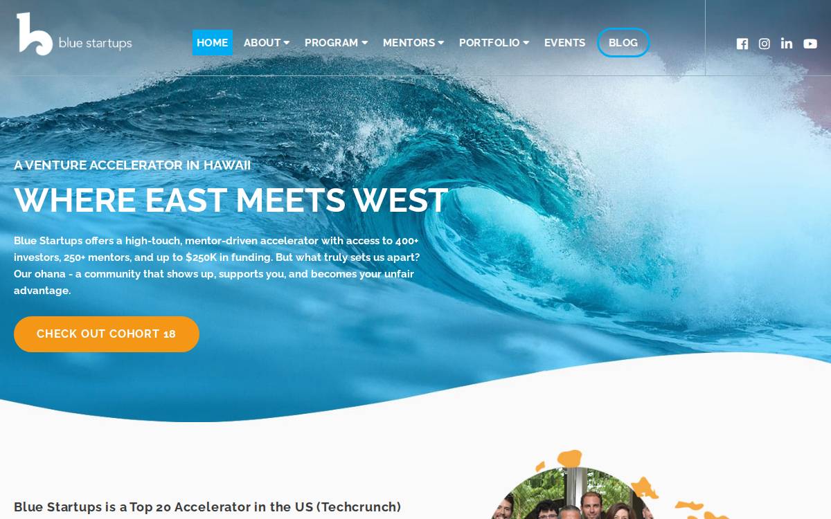Blue Startups website preview