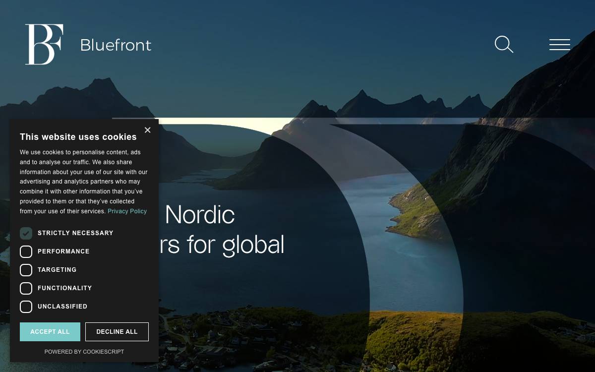 Bluefront Equity AS website preview