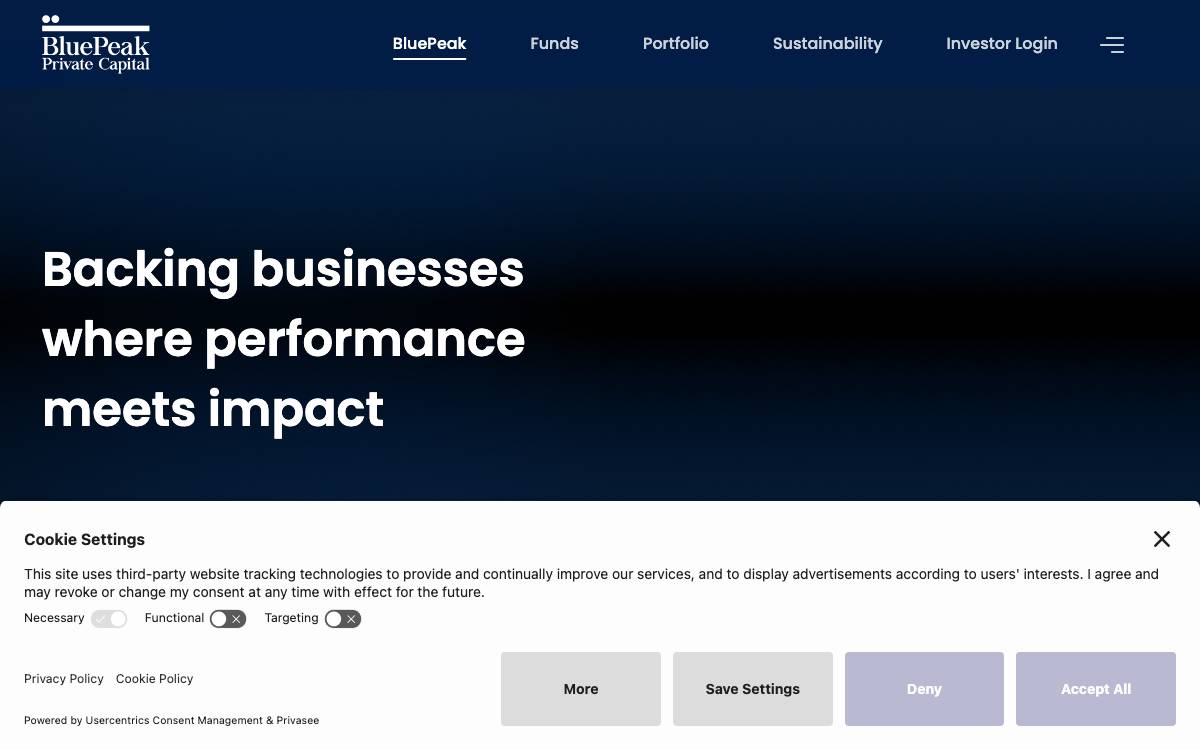 BluePeak Private Capital website preview