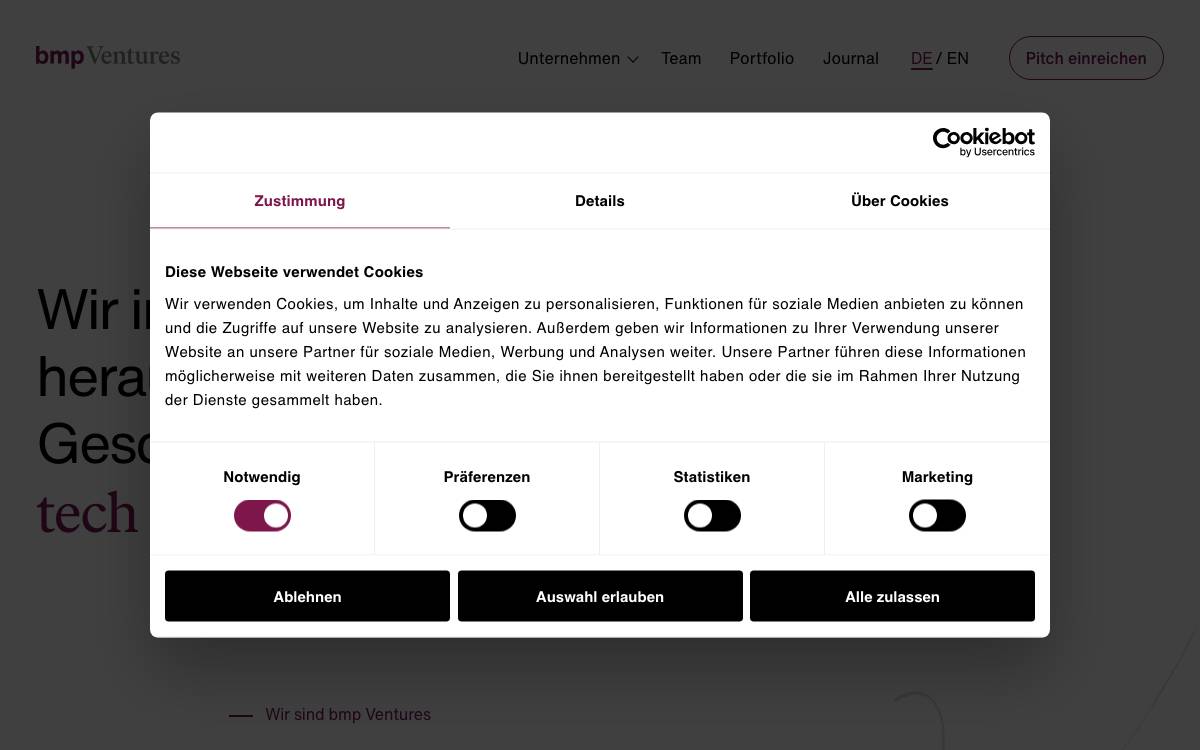 bmp Ventures website preview
