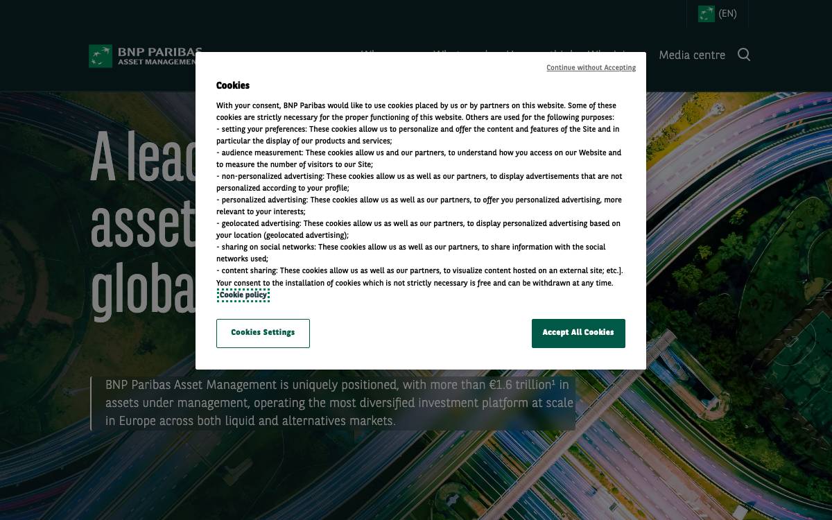 BNP Paribas Asset Management Europe website preview