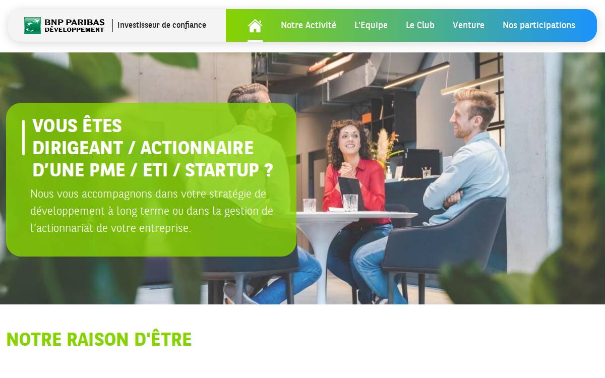 BNP Paribas Développement website preview