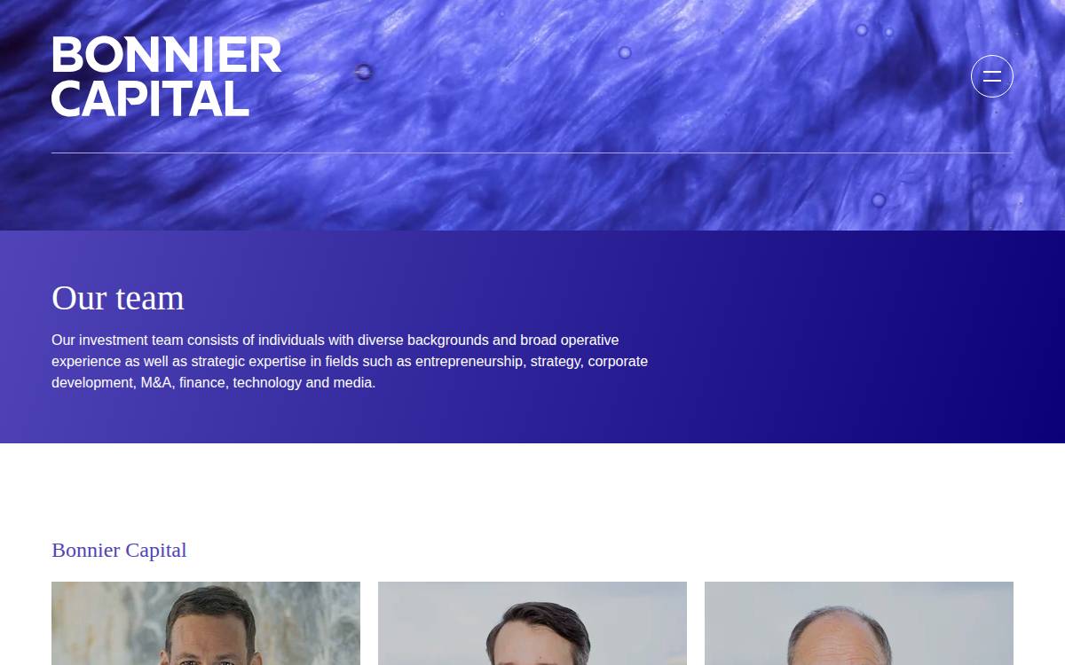 Bonnier Ventures website preview