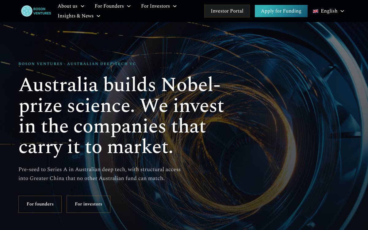 Boson Ventures website preview