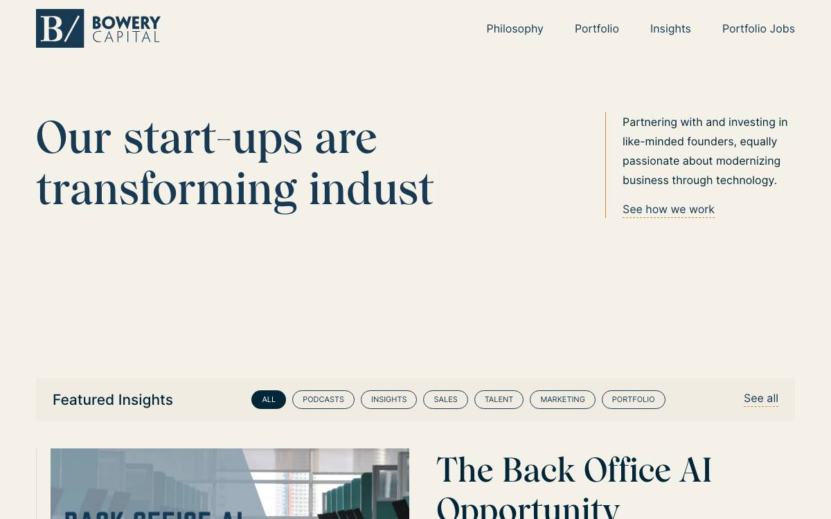 Bowery Capital website preview