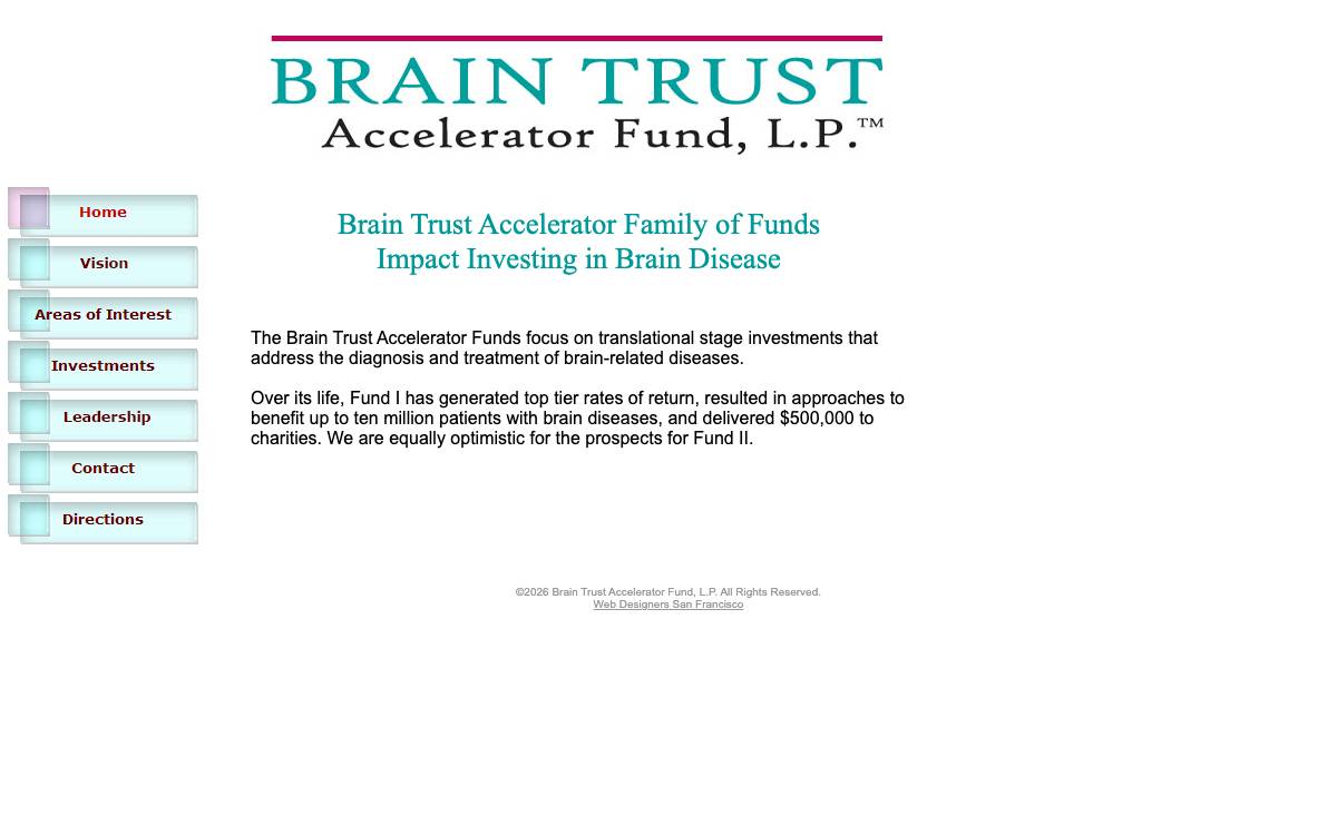 Brain Trust Accelerator Fund website preview