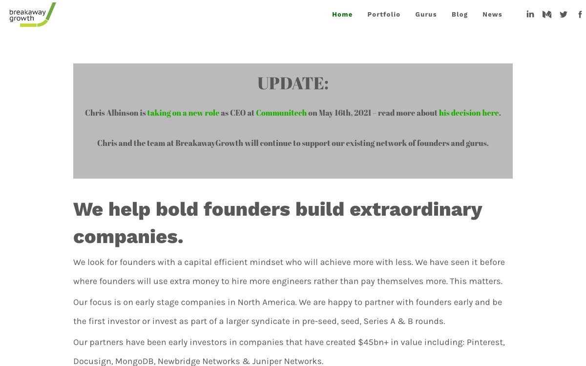 BreakawayGrowth Fund website preview