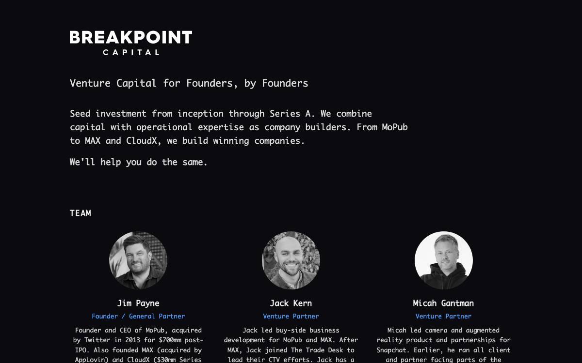 Breakpoint Capital website preview