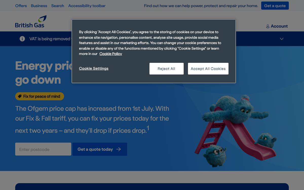 British Gas website preview