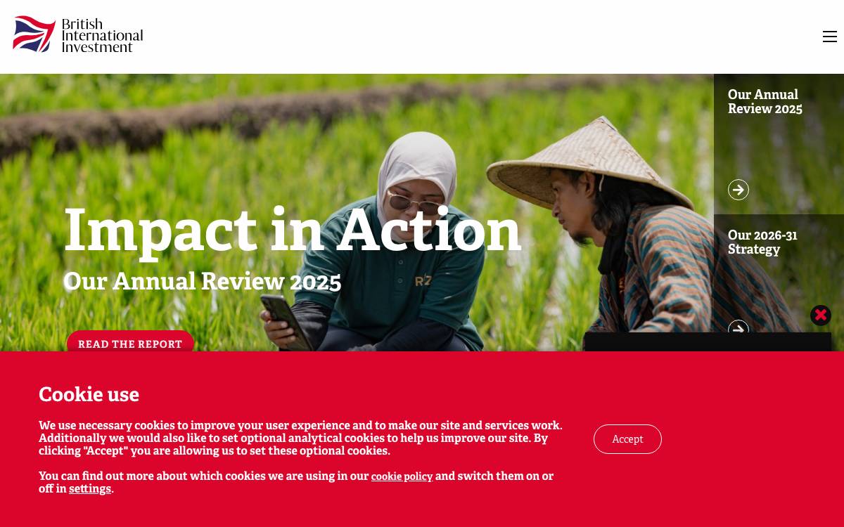 British International Investment website preview