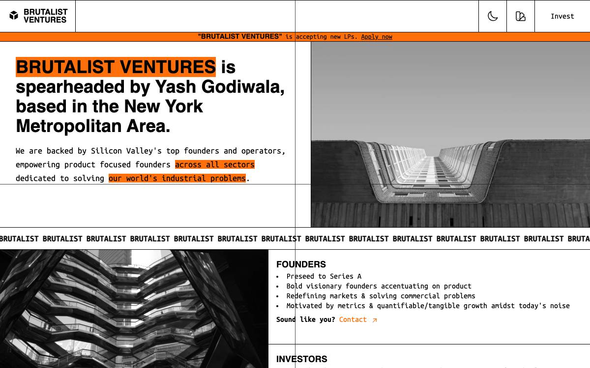 Brutalist Ventures website preview