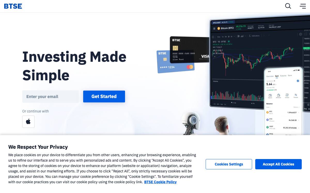 BTSE website preview