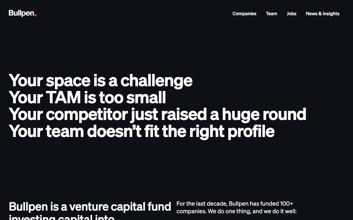 Bullpen Capital website preview