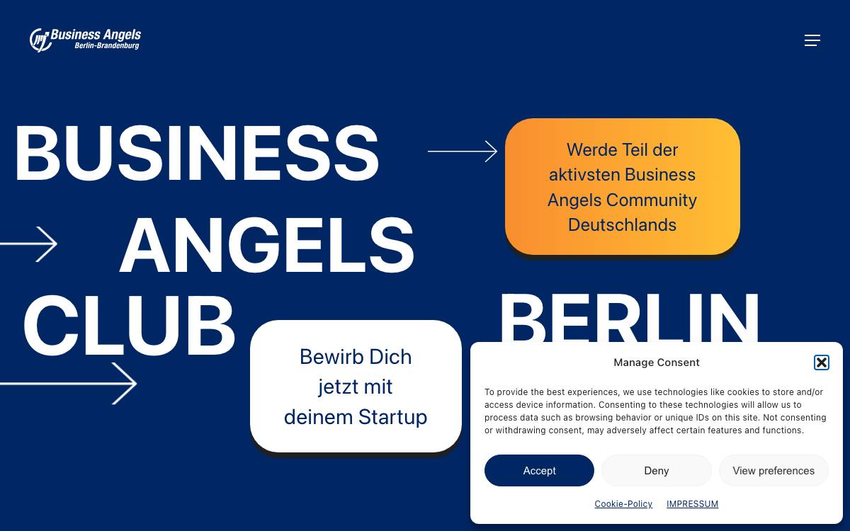 Business Angels Club Berlin-Brandenburg e.V. website preview