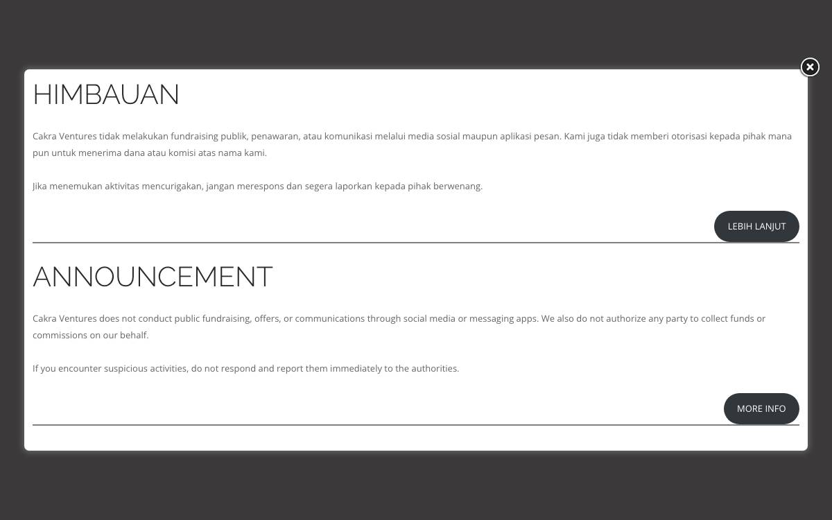 Cakra Ventures website preview