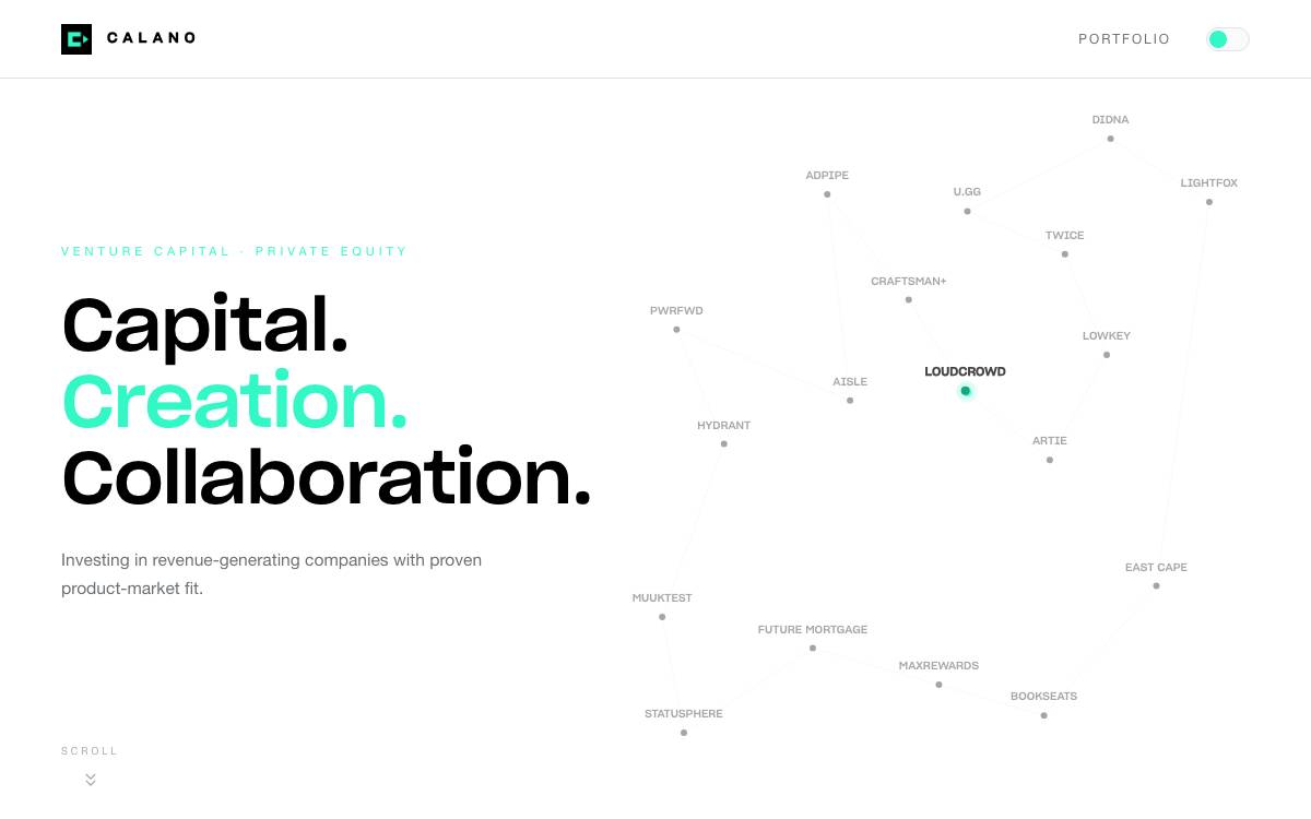 Calano Ventures website preview