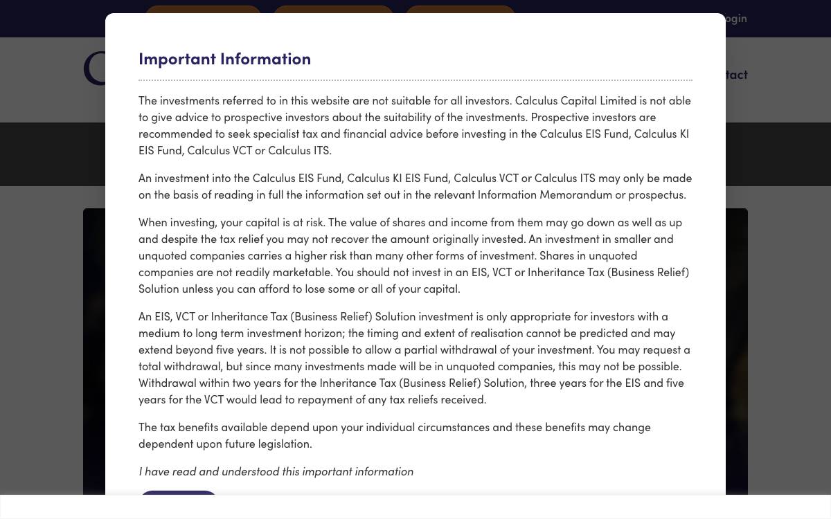 Calculus Capital Ltd. website preview