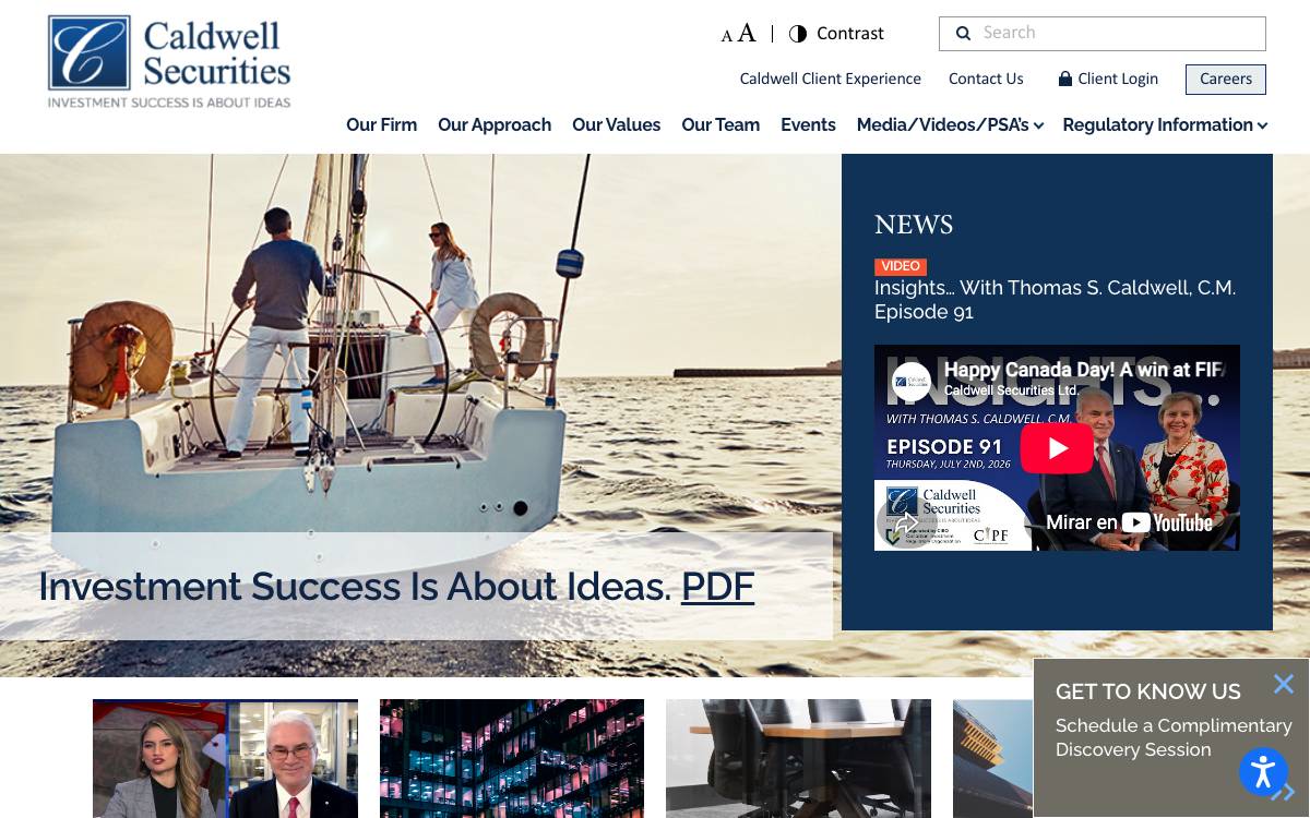 Caldwell Securities Ltd. website preview
