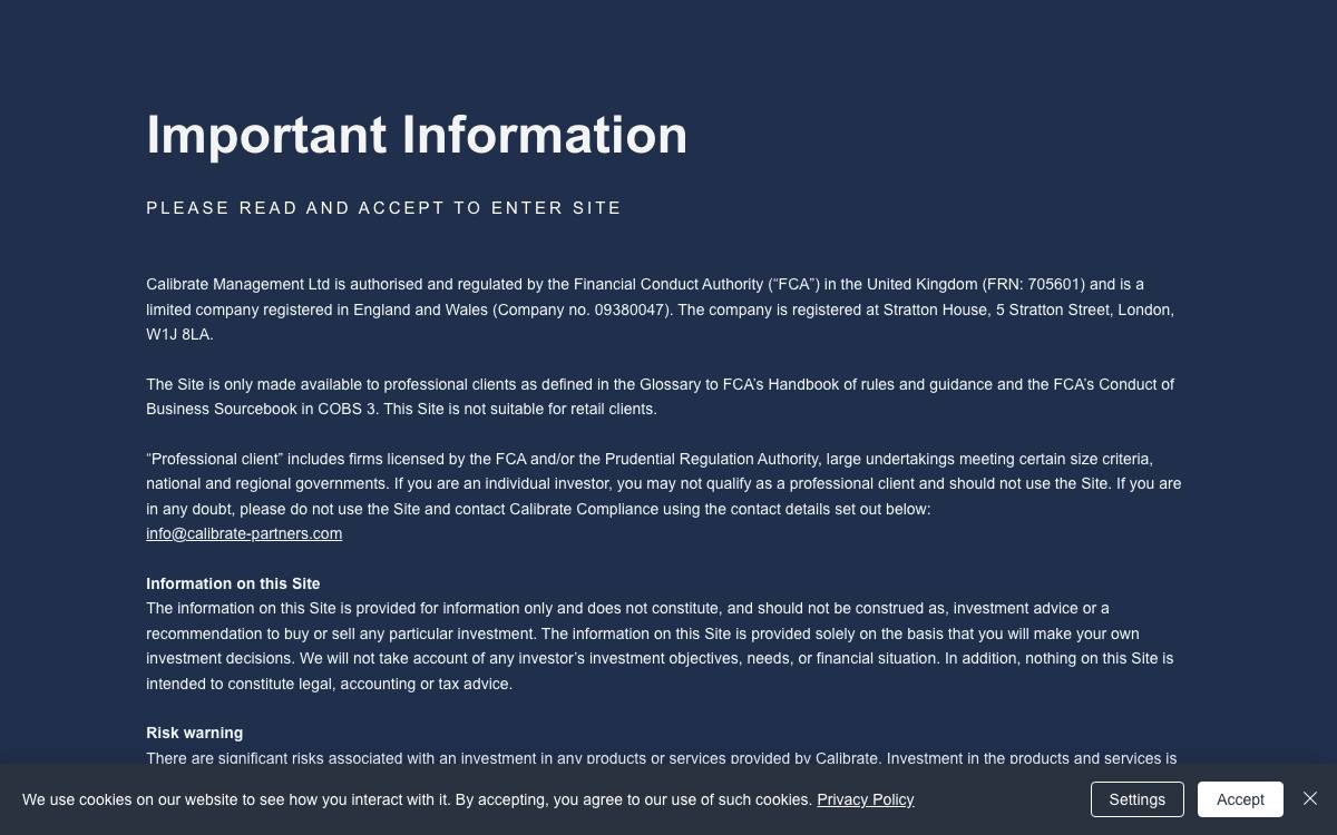 Calibrate Management website preview