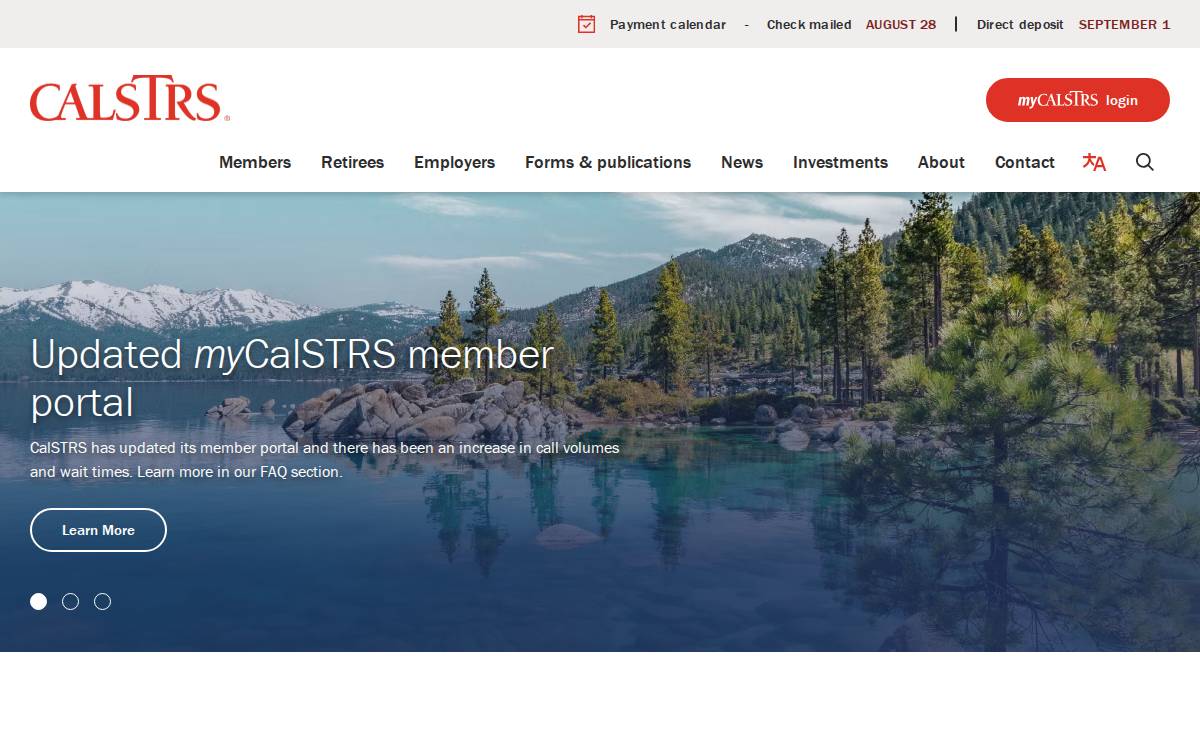 California State Teachers' Retirement System website preview