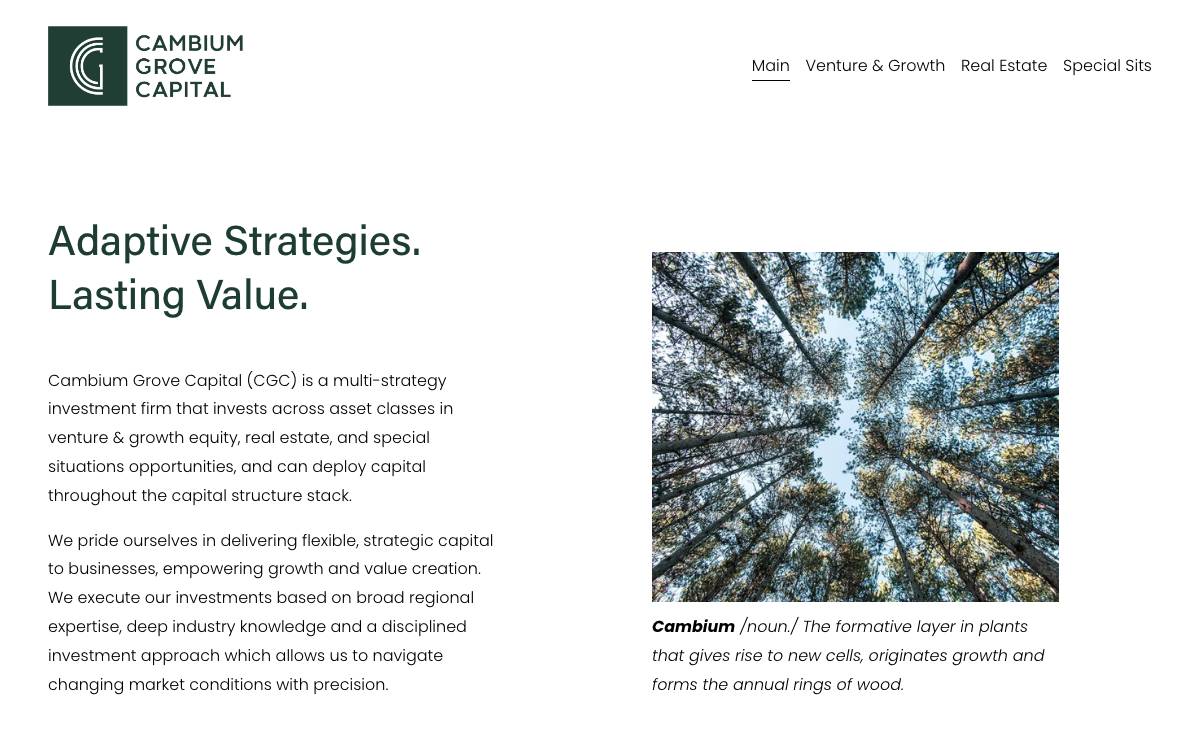 Cambium Grove Capital website preview