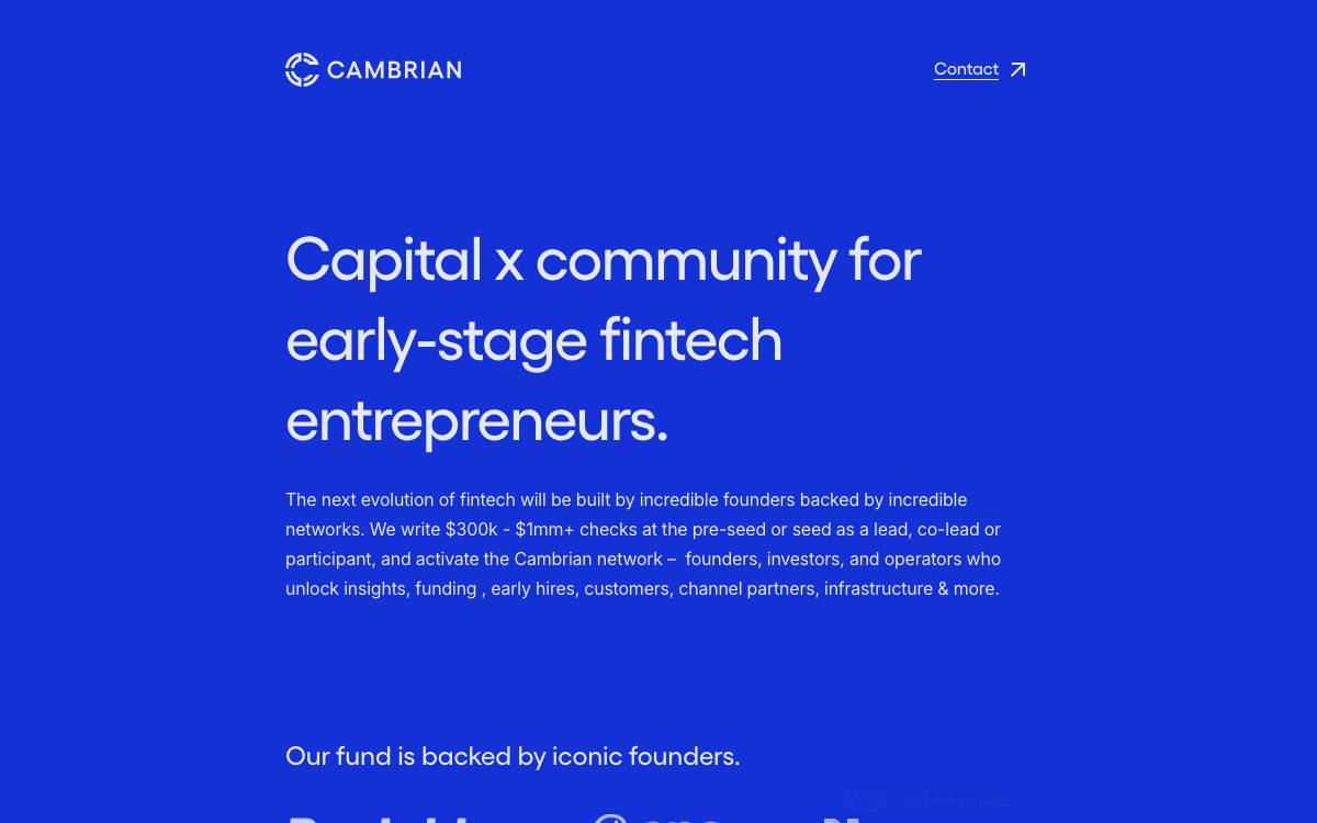 Cambrian Ventures website preview