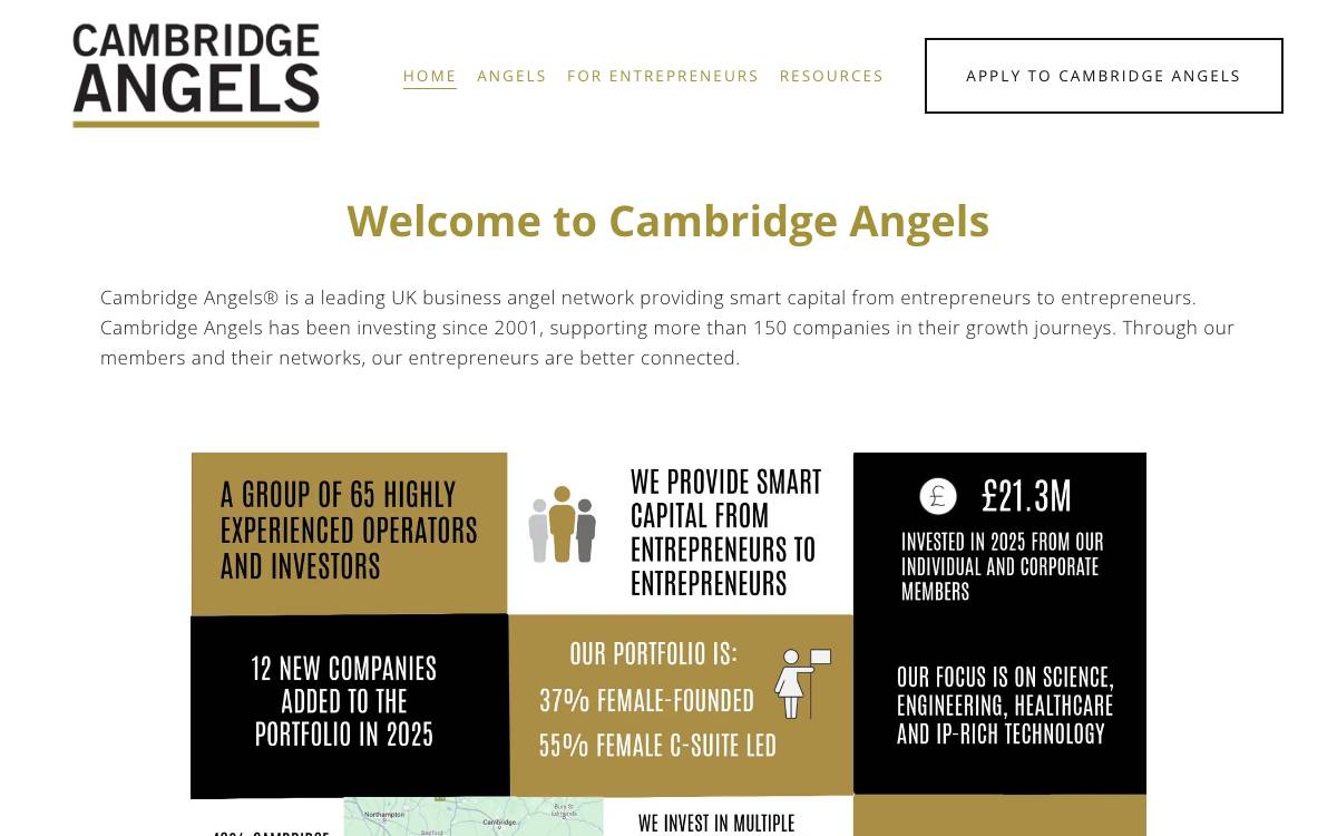 Cambridge Angels group website preview