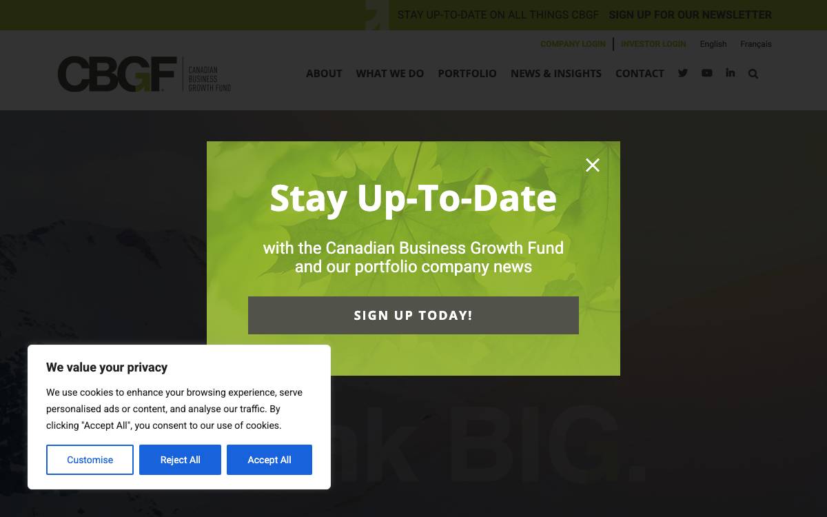 Canadian Business Growth Fund website preview