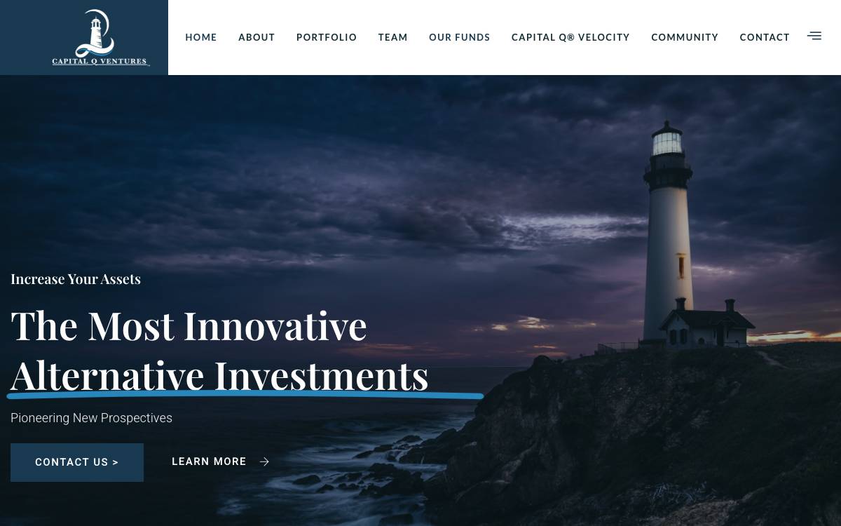 Capital Q® Ventures Inc. website preview