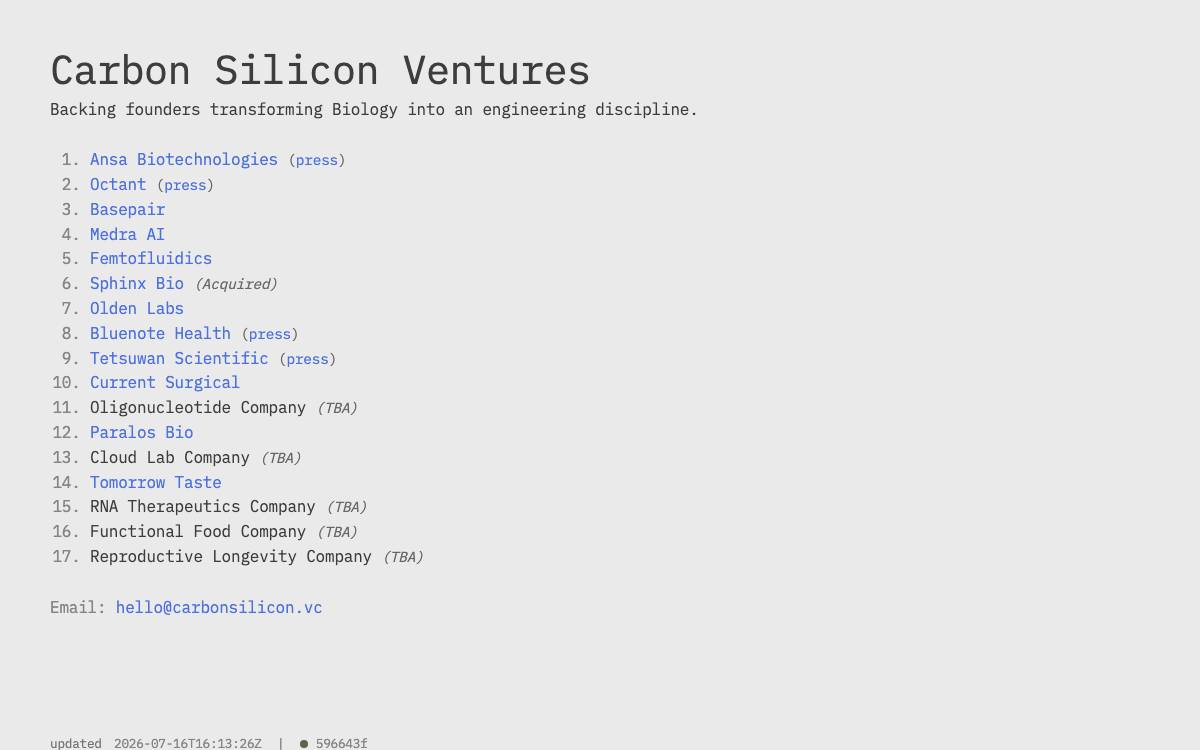 Carbon Silicon website preview