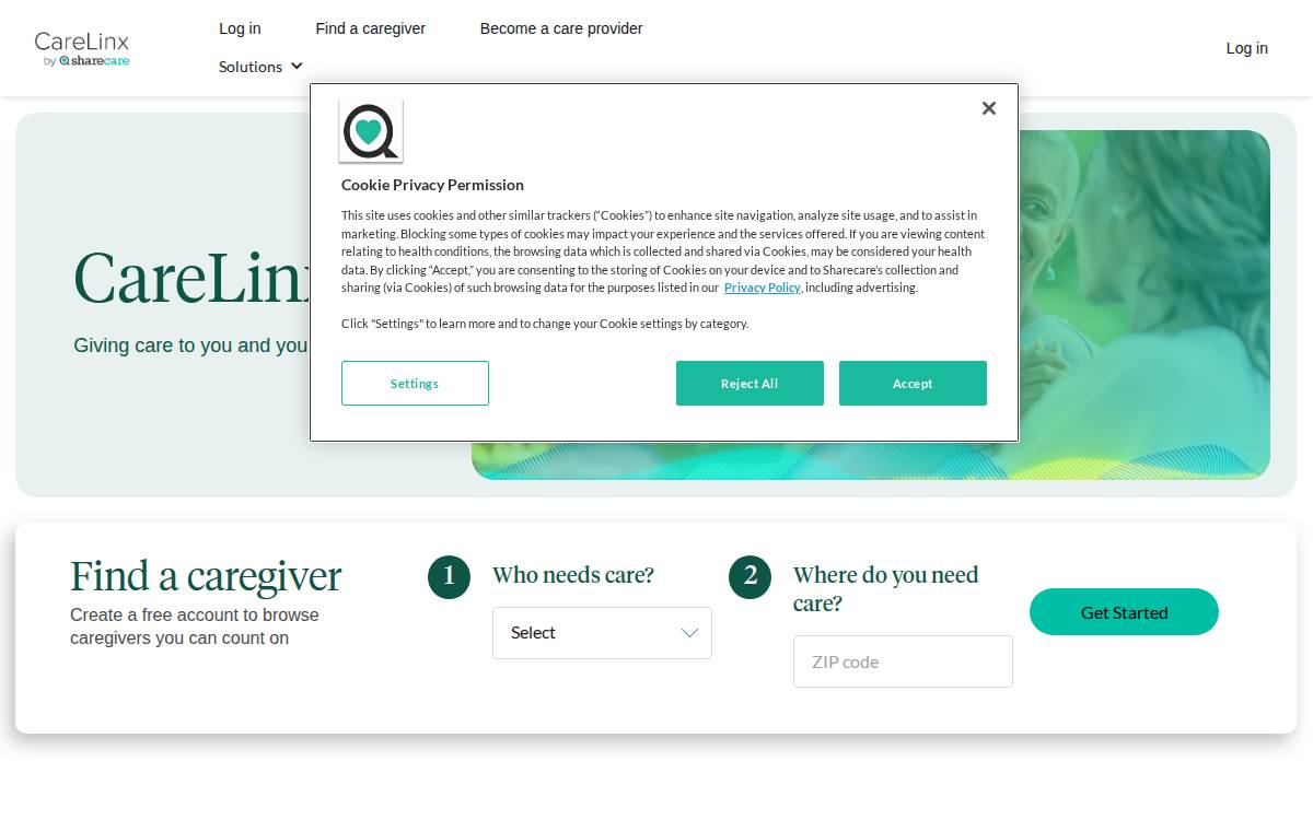 CareLinx by Sharecare website preview