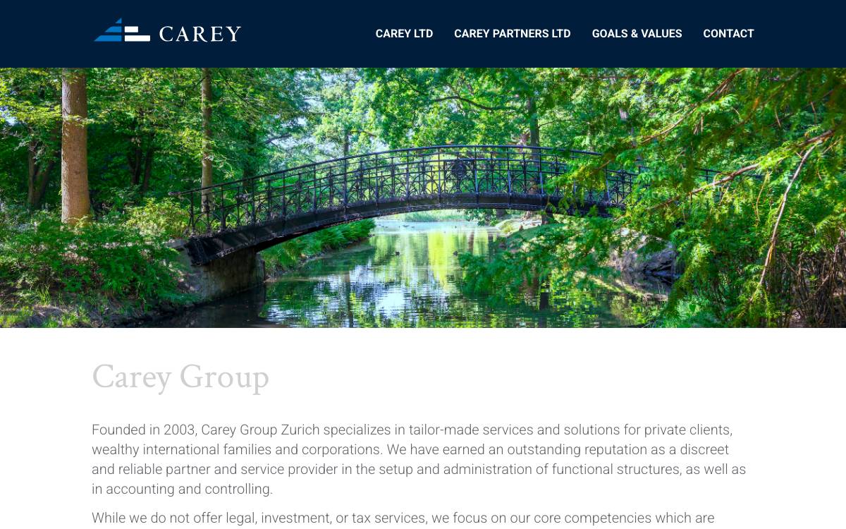 CAREY Zurich website preview