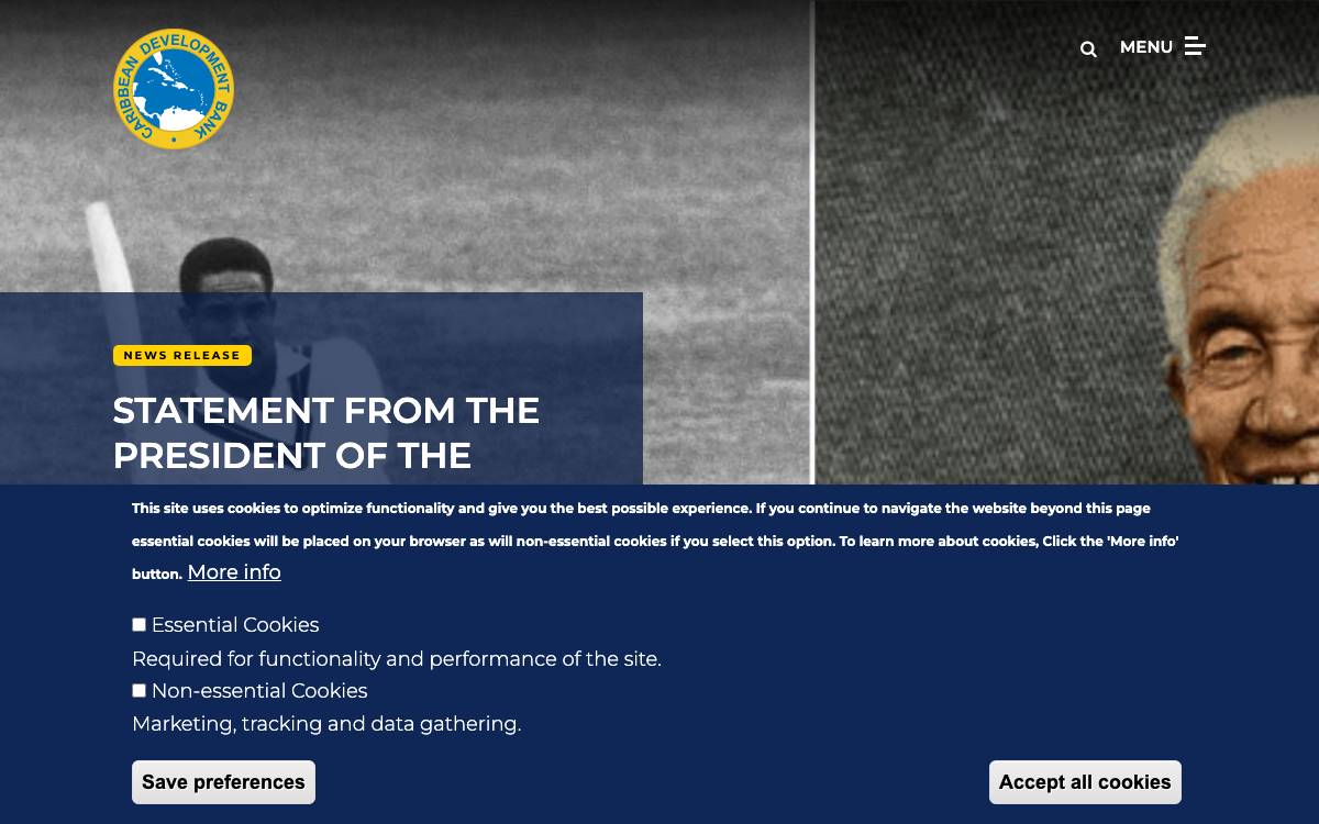 Caribbean Development Bank website preview