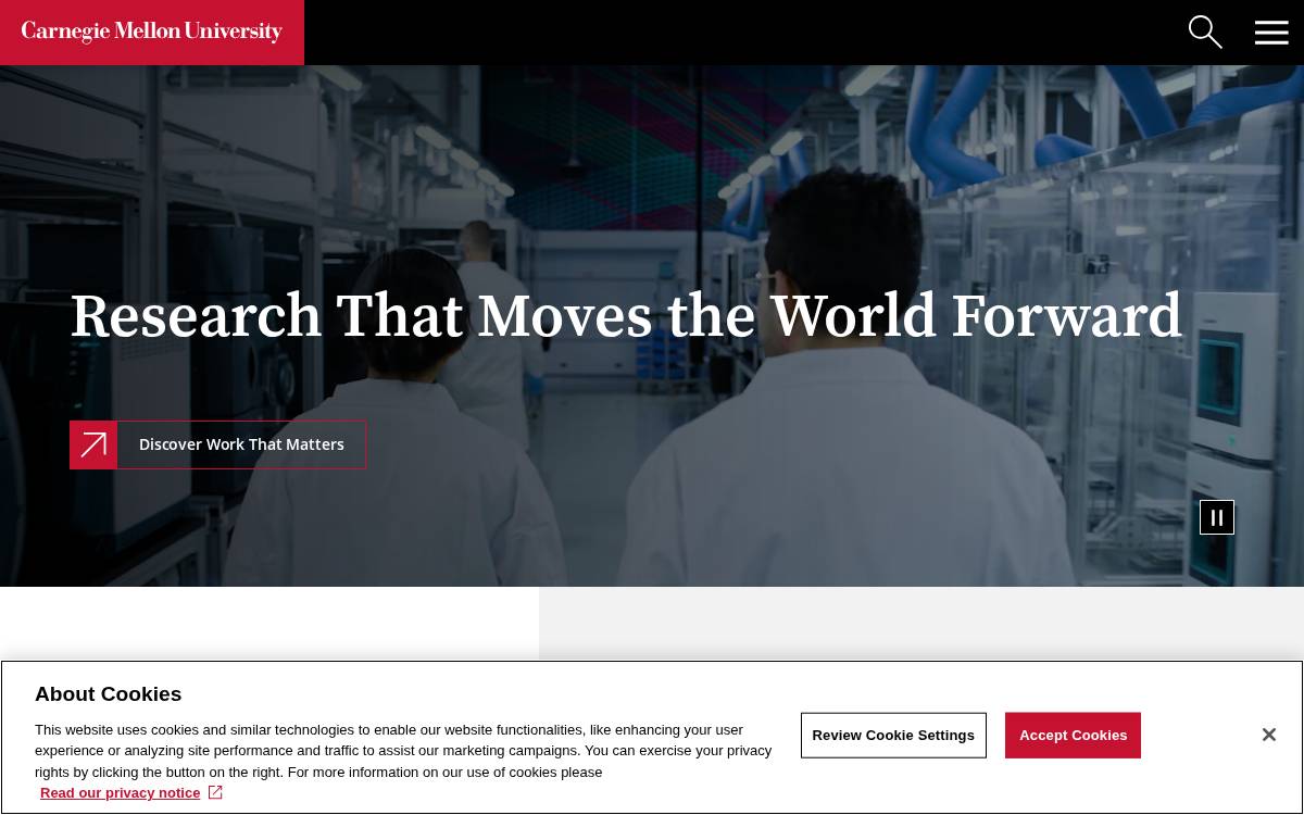 Carnegie Mellon University website preview