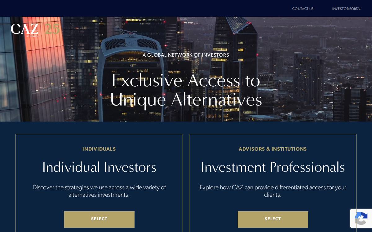 CAZ Investments website preview