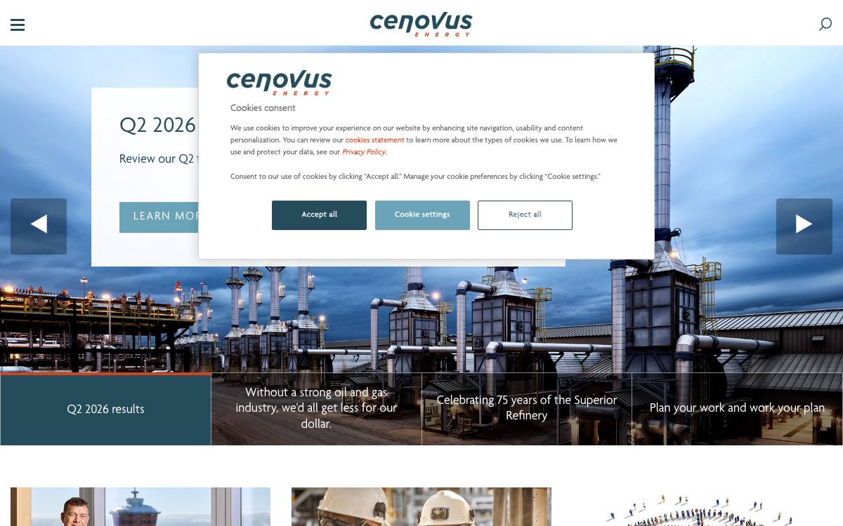 Cenovus Energy corporate venture activity website preview