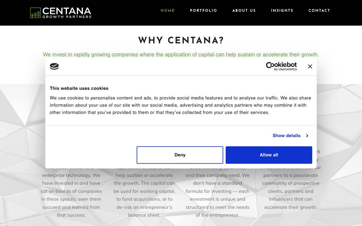 Centana Growth Partners website preview