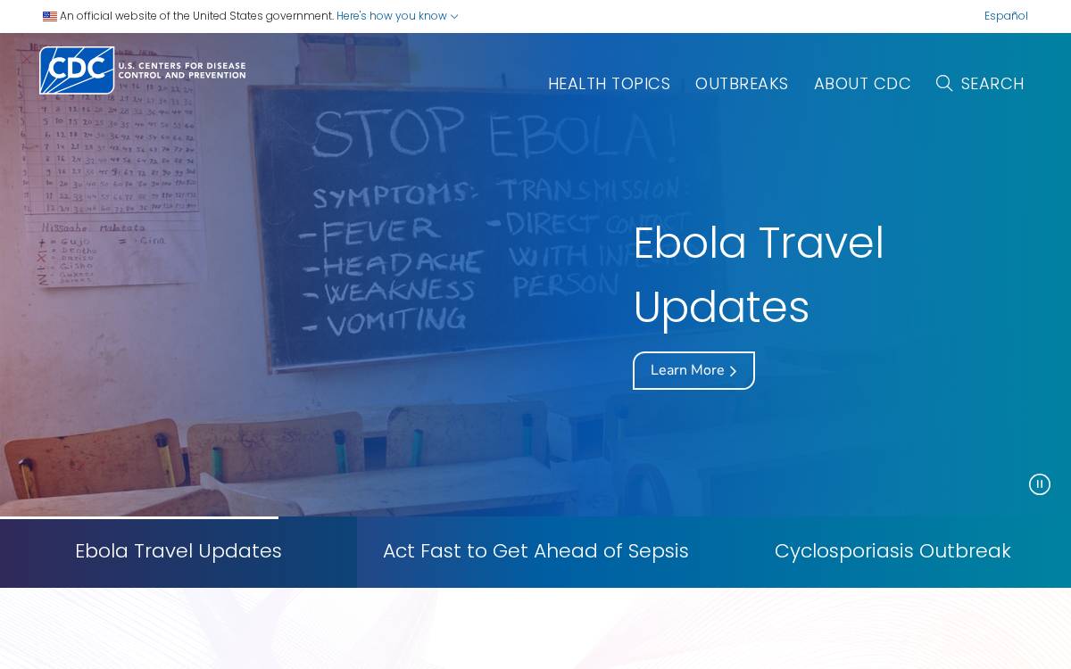 Centers for Disease Control and Prevention (CDC) website preview