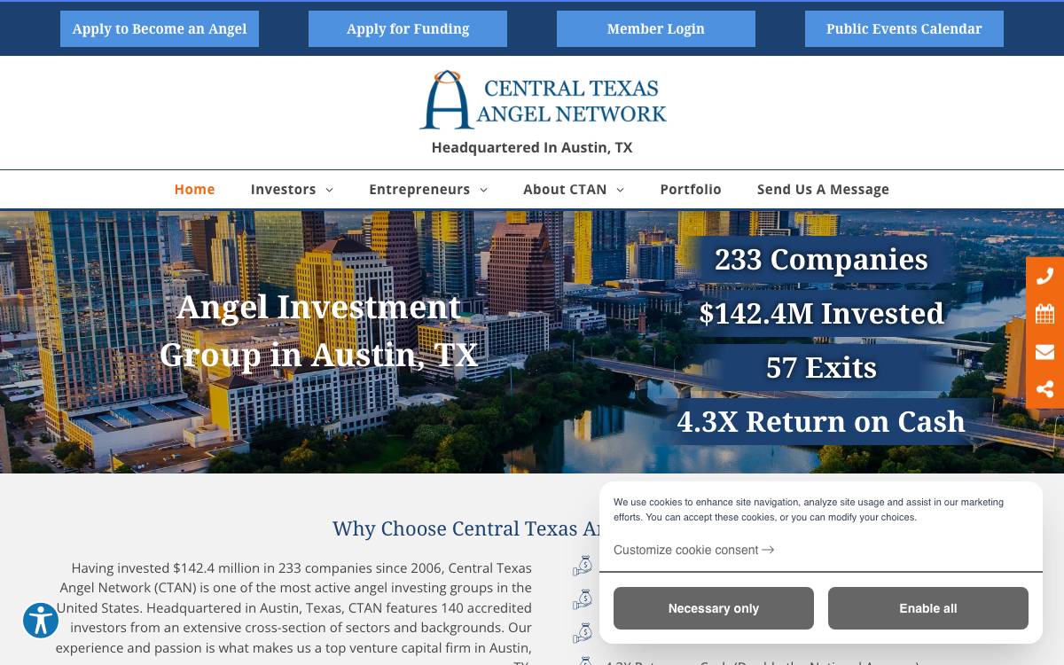 Central Texas Angel Network website preview
