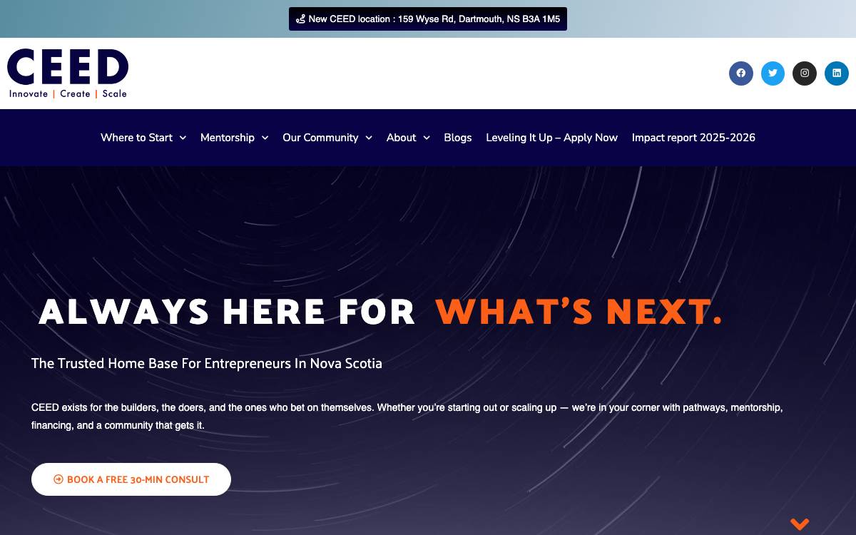 Centre for Entrepreneurship Education & Development (CEED) website preview