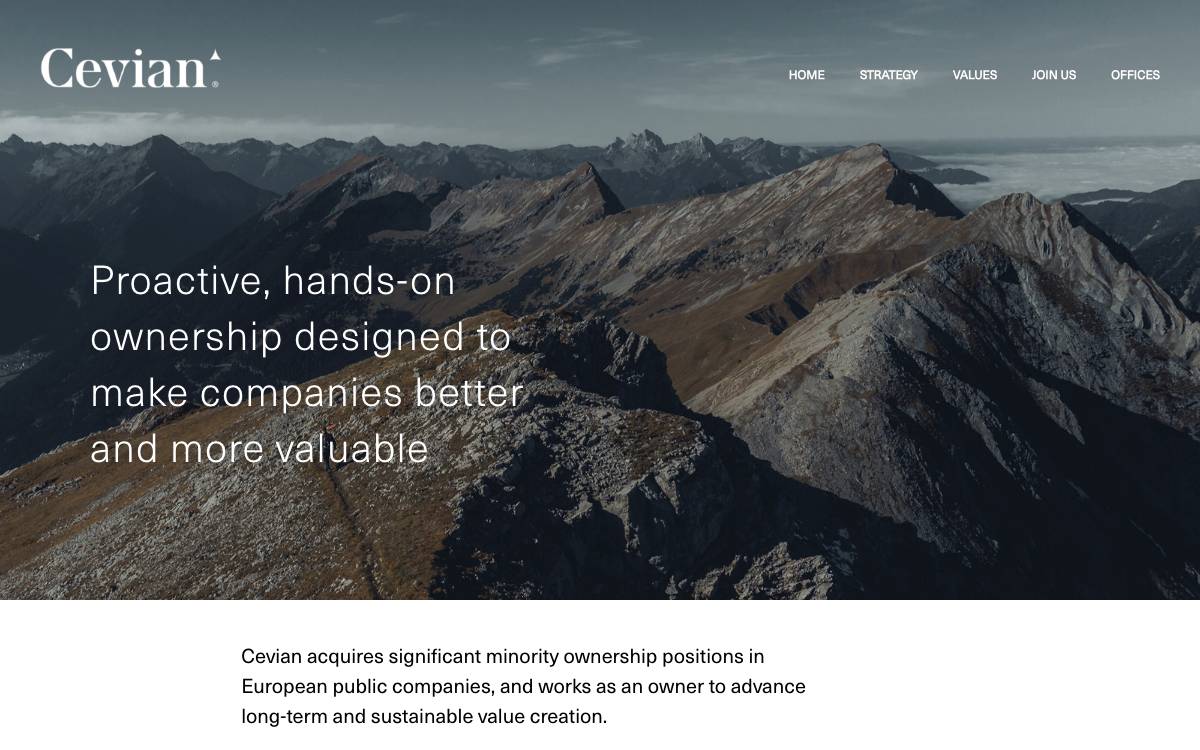 Cevian website preview
