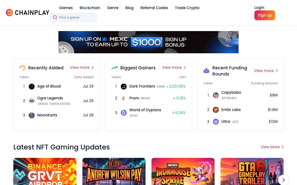 ChainPlay website preview