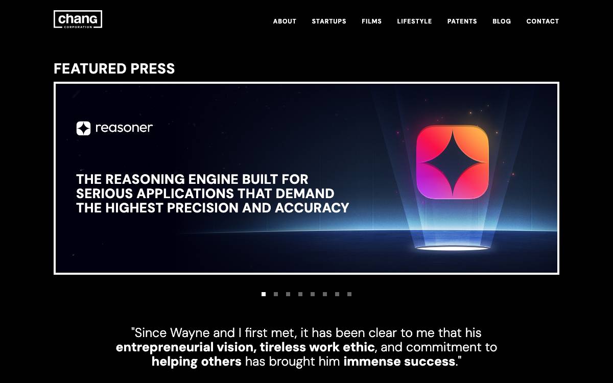 Chang Corporation website preview