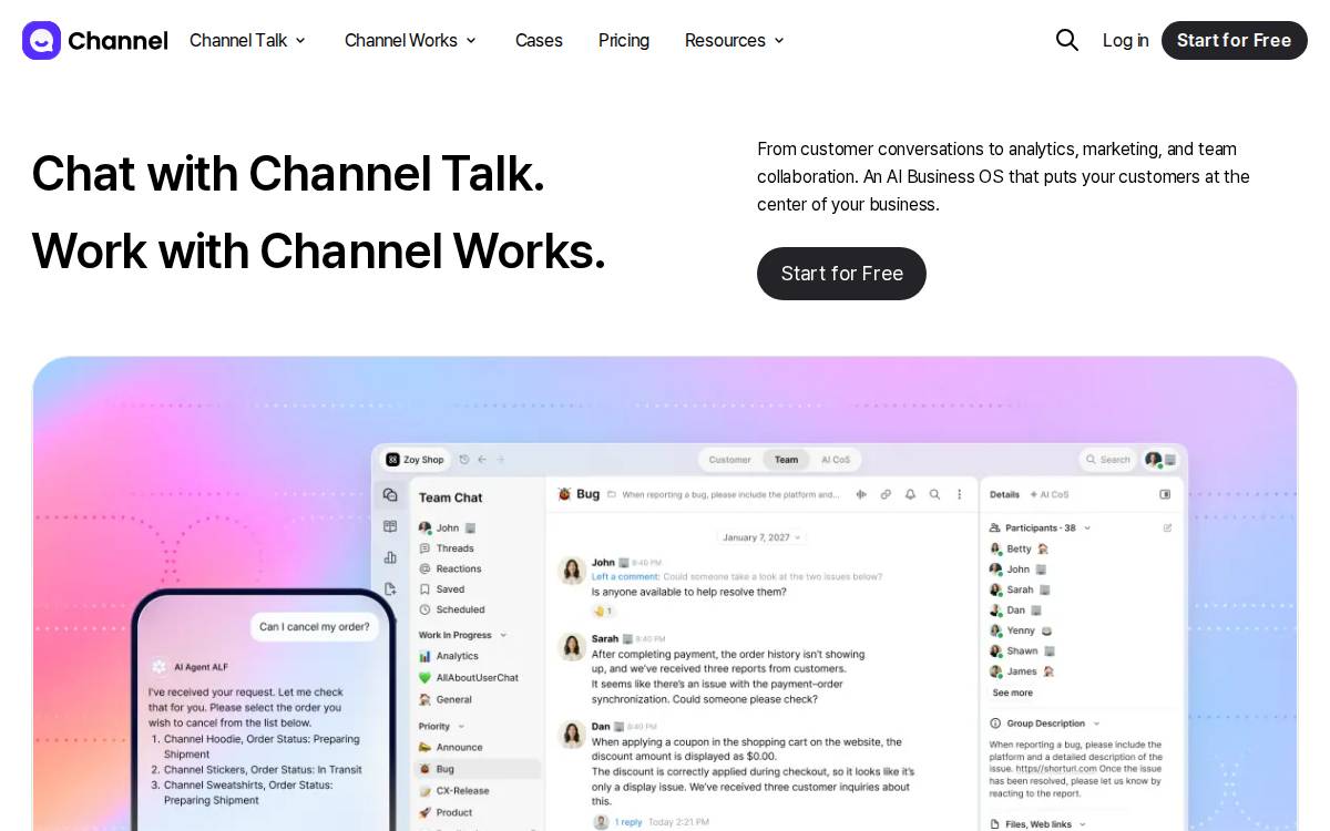 Channel Talk website preview